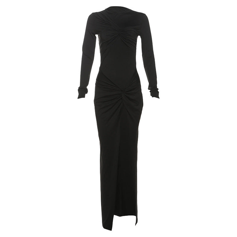 Yüksek Yırtmaçlı Yüksek Bel Slim Fit Elbise Kadın